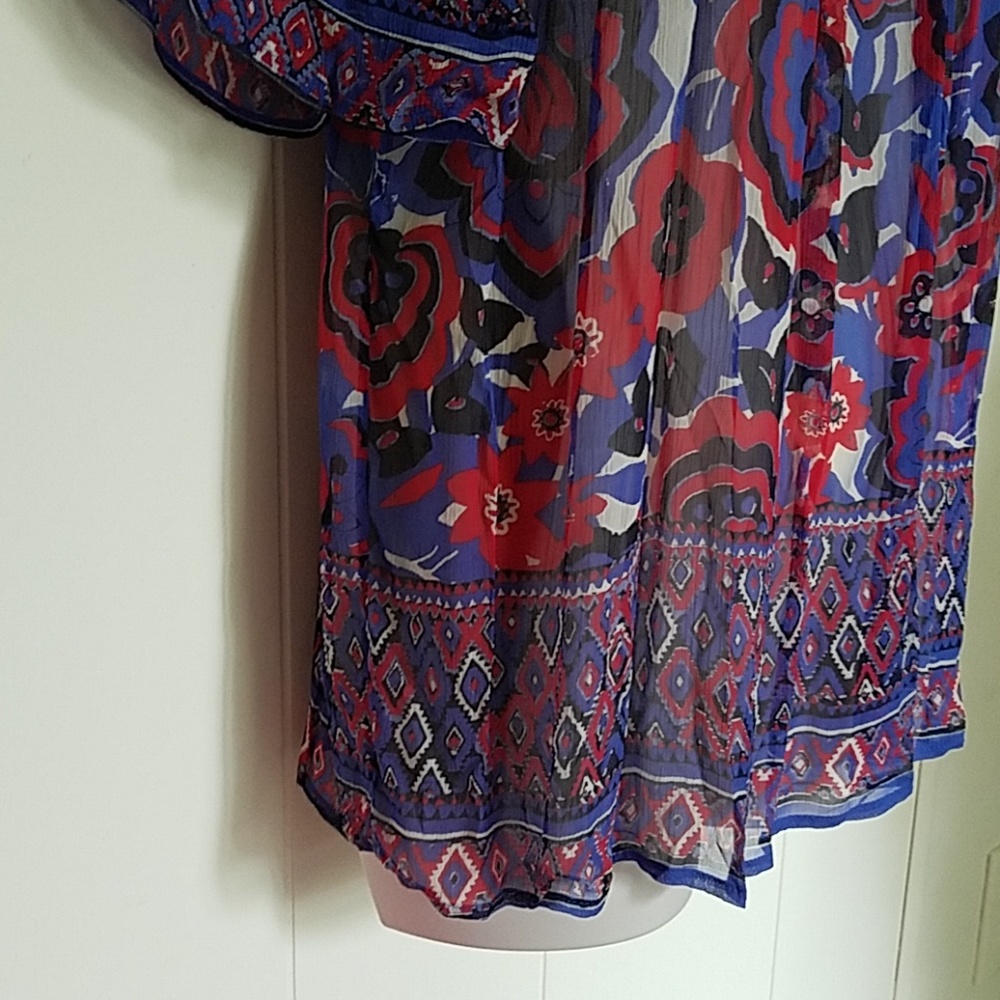 Lucky Brand graphic print sheer blouse - Picture 4 of 7